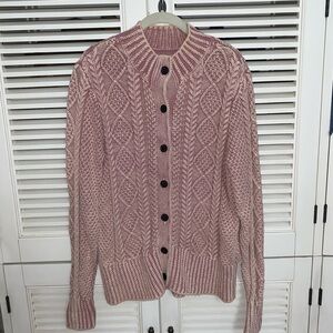 Signature Fisherman Pink Cable Knit Cardigan